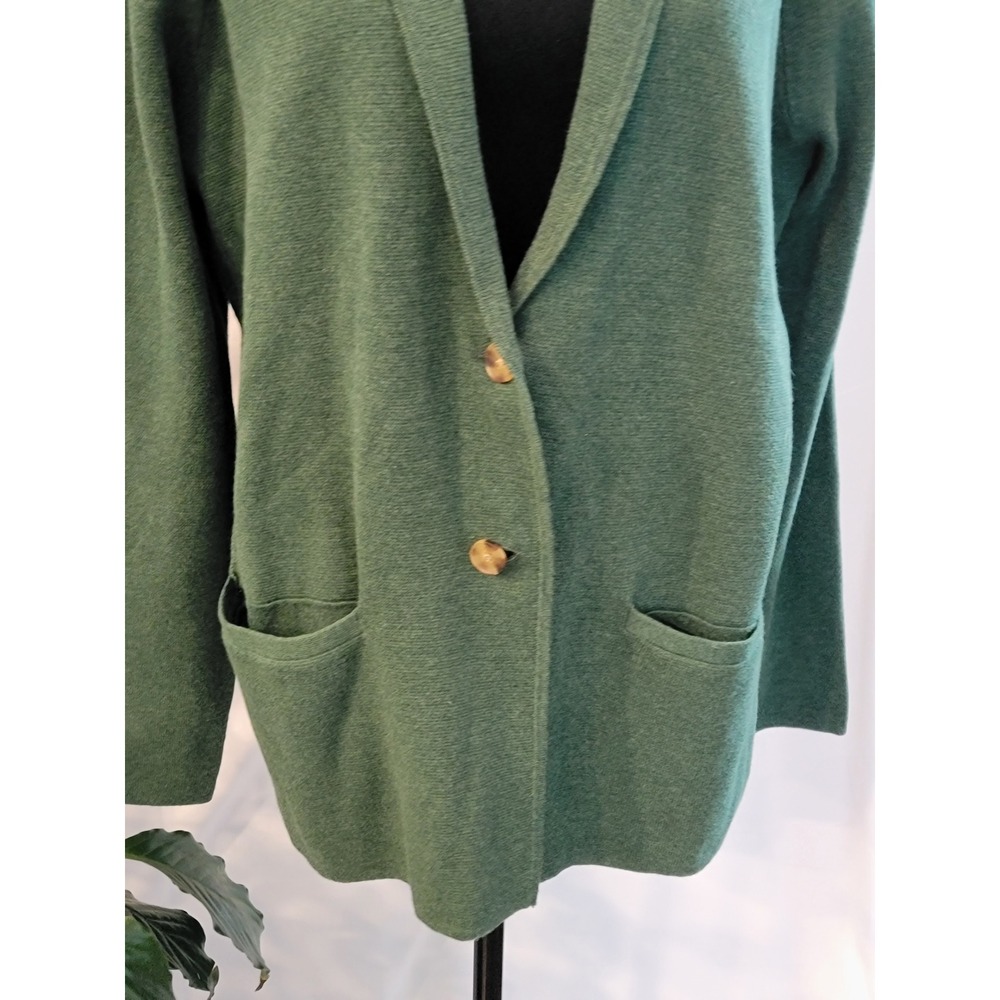 Lands' End Women Green Knit Blazer Cardigan Jacket Petite XL P 18 - Picture 5 of 7